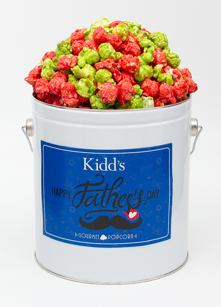 all time best candy flavor RedHots Cinnamon with Green Apple mix is an artisan popcorn made from special recipe. comes in 1 gallon Father's Day Popcorn Tin