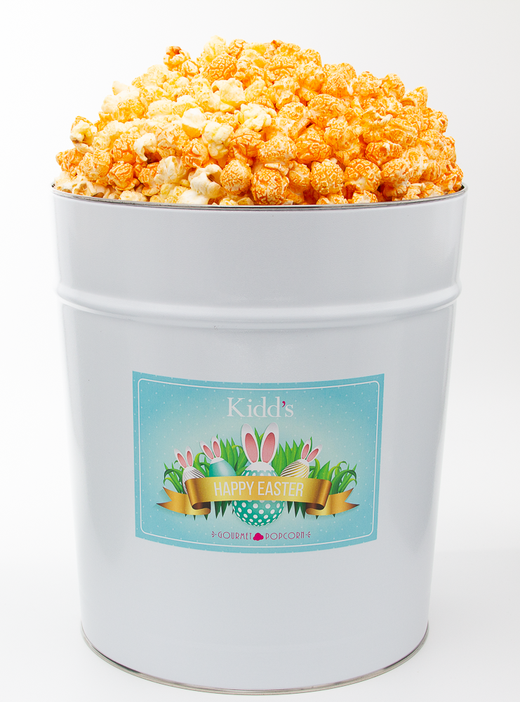 Kidd's Pop Shop Savory 3 flavor Easter Basket Tin filled with Buffalo Ranch, Hot & Spicy and Cheese Popcorn