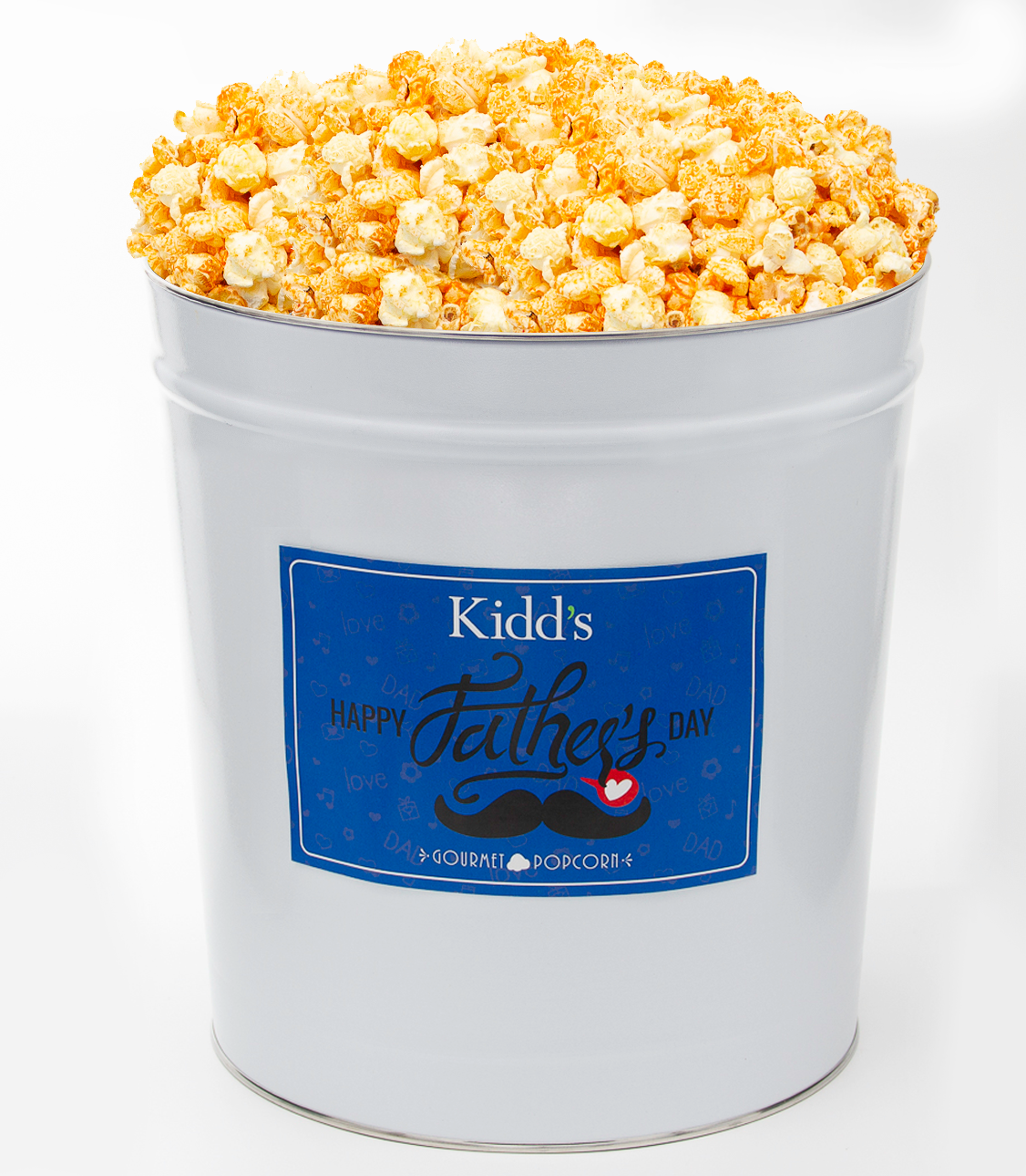 Large Cheesy Cheddar mixed with light and airy white cheddar for dad's who love savory popcorn while watching tv. its packaged for ultimate freshness and delivered same day as bagging.