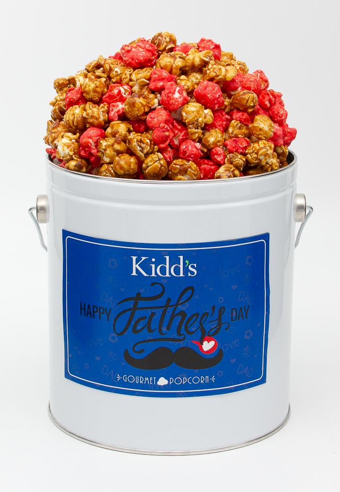 redhots cinnamon and sweet caramel corn mixed together in small popcorn tin can be shipping anywhere for free.