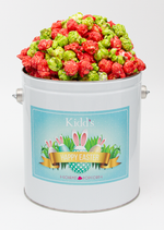 Load image into Gallery viewer, Red Cinnamon, Green Apple Mixed Popcorn in Small Easter Gift Basket Tin.
