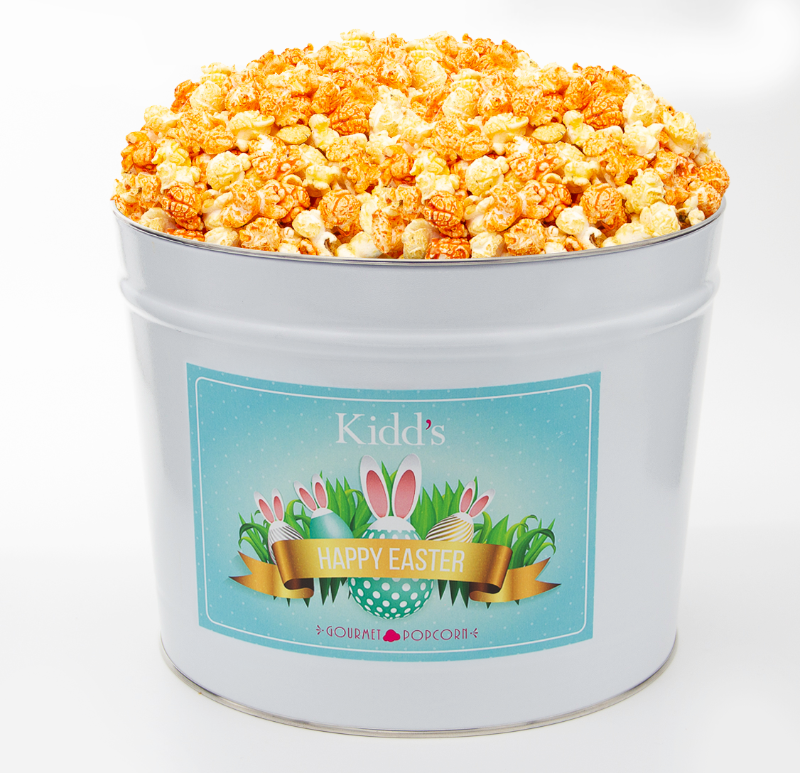 2 gallon Easter Basket Gourmet Popcorn Tin filled with Buffalo Ranch Flavoured Popcorn