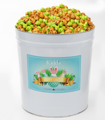 Load image into Gallery viewer, shop large, 3.5 gallon deliverable Easter Basket Gift tin filled with award winning caramel and green apple flavored popcorn.
