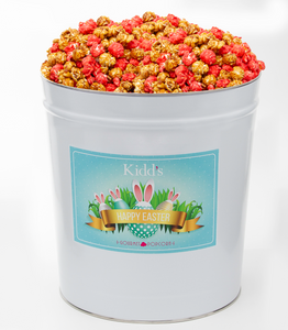 Order Delicious fresh caramel and cinnamon candy popcorn in large Easter Basket Themed Tin and Deliver anywhere in United States.