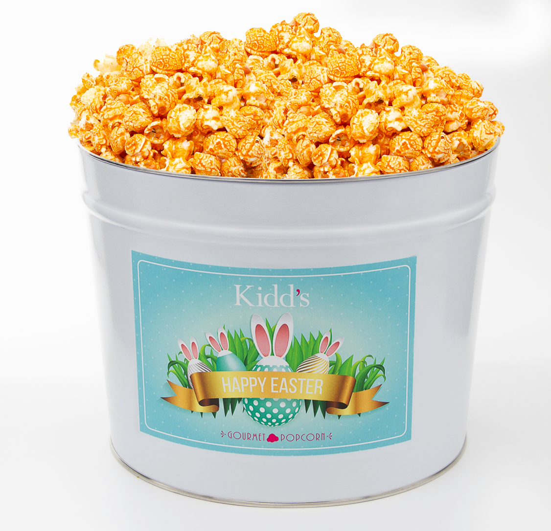 Cheddar Cheese Gourmet Popcorn For Sale in Medium Easter Basket Gift Tin.