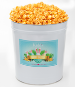 Load image into Gallery viewer, Famous Cheddar Cheese Gourmet Popcorn Made with Real Ingredients sold online in large Easter Basket Gift Tin.
