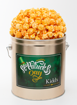 Load image into Gallery viewer, Fresh Cheddar cheese popcorn for sale in 1 gallon st. Patricks Day popcorn tin
