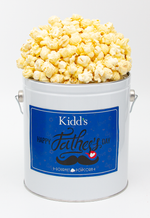 Load image into Gallery viewer, white cheddar gourmet popcorn in 1 gallon fathers day tin. best selling savory flavor that is delivered free shipping
