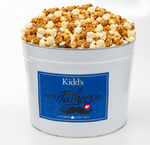 Load image into Gallery viewer, your dad cannot resist the light and airy white cheddar mixed with the caramel popcorn in this specialty popcorn tin.
