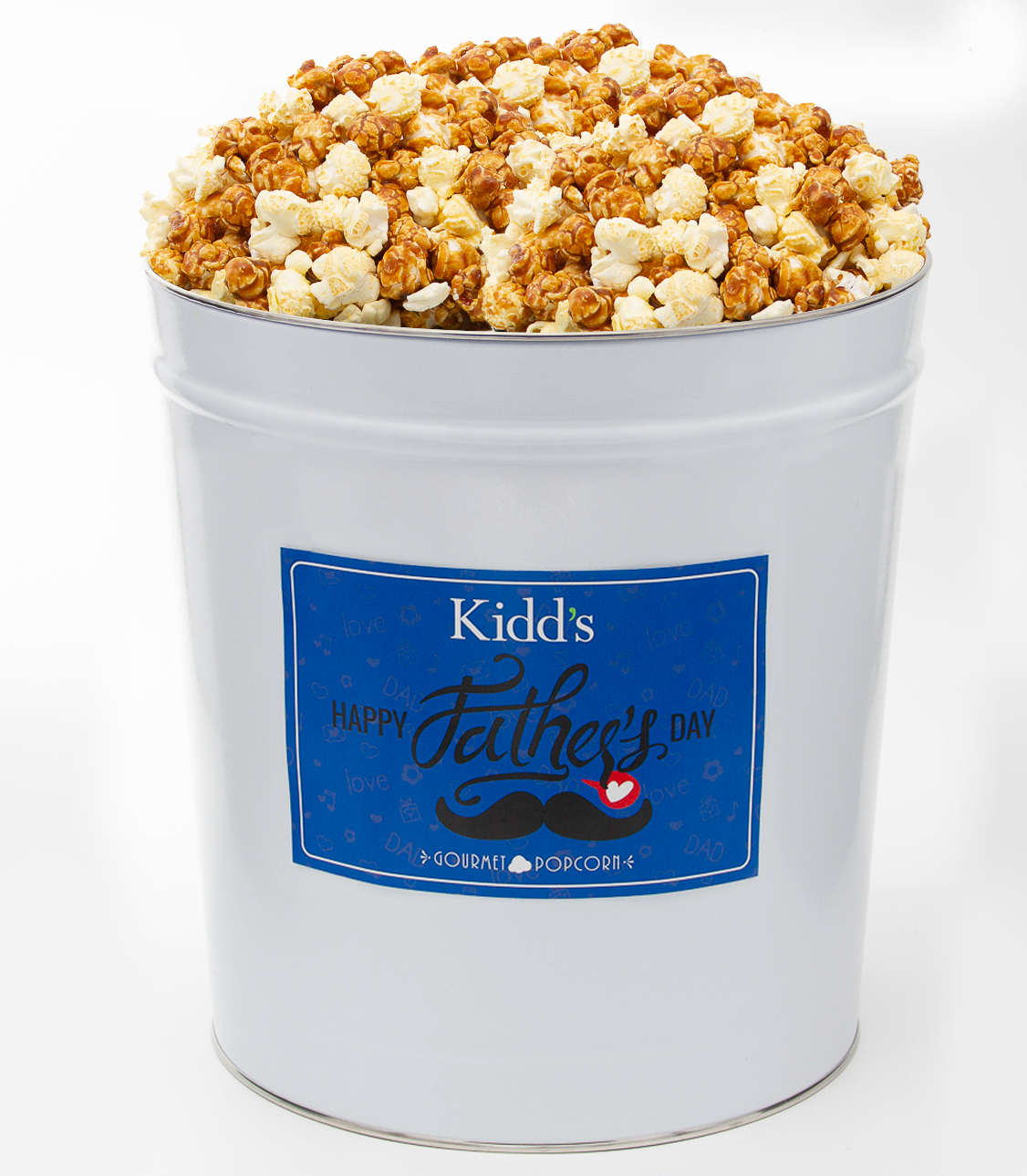 large gourmet popcorn tin for father's day filled with award winning caramel and white cheddar. order online and ship for free.