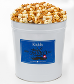 Load image into Gallery viewer, large gourmet popcorn tin for father&#39;s day filled with award winning caramel and white cheddar. order online and ship for free.
