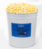 Load image into Gallery viewer, large white cheddar fathers day specialty gourmet popcorn tin can be shared or kept to himself.
