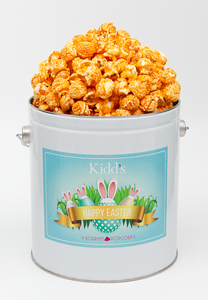 Kidd's Pop Shop Small Easter Tin filled with  Hot & Spicy popcorn. Perfect as a unique Easter gift.