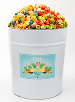 Load image into Gallery viewer, Large Easter Gift Tin with our three best sweet flavors. Confetti, Rainbow popcorn, Cinnamon Apple and Caramel.
