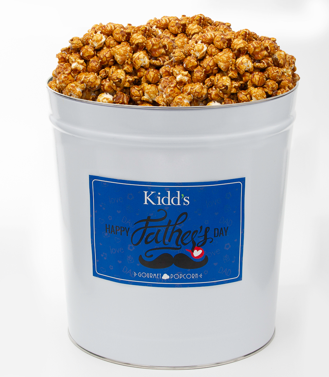 award winning, nationwide best caramel flavored popcorn in large tin for father's day. if you want to give a gift of true artisant gourmet this it is. free shipping