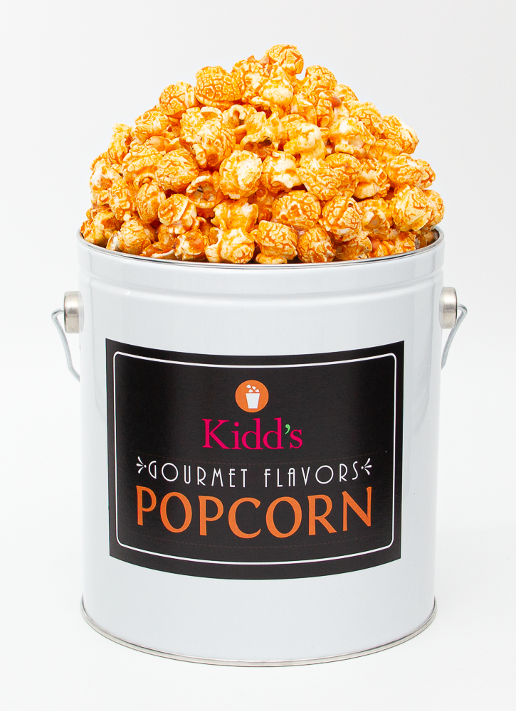 Great Popcorn 1 Gallon White Tub filled with the best savory flavor hot & spicy.