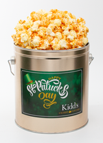 Load image into Gallery viewer, Best in world cheesey cheddar and light white cheddar sold in 1 gallon St. Patrick&#39;s Holiday themed canister.
