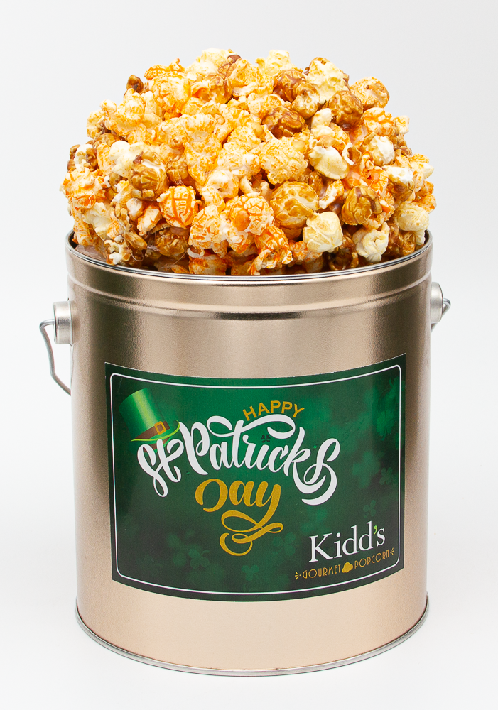 buy Kidd's Pop Shop Brand specialty popcorn in Caramel, Cheese and White Cheddar Mix. Comes in 1 gallon holiday tin.